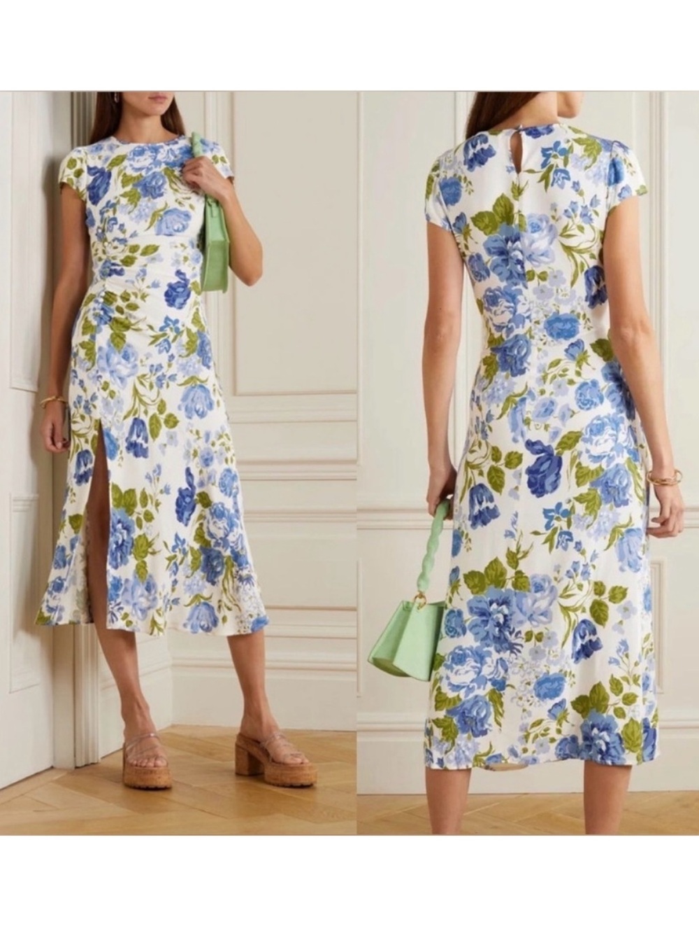 Reformation Frasier Dress Lucca Blue 4